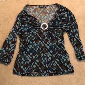 V-Neck Mid Sleeve Blouse Petite M/L